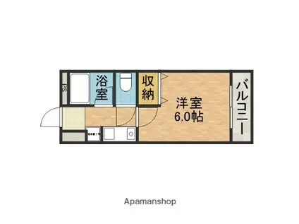 オーク・ピア(1K/1階)の間取り写真