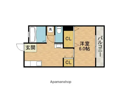 ミルテ宮ハイツTAKEHASHI(1DK/4階)の間取り写真