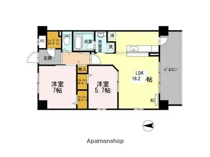 アクトタレイア茨木駅前(2LDK/5階)の間取り写真