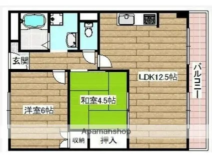 第2田中マンション(2LDK/1階)の間取り写真