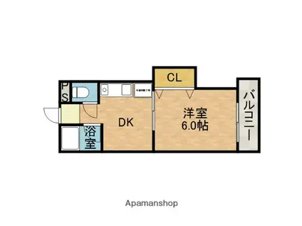 都部ハイツ(1DK/8階)の間取り写真