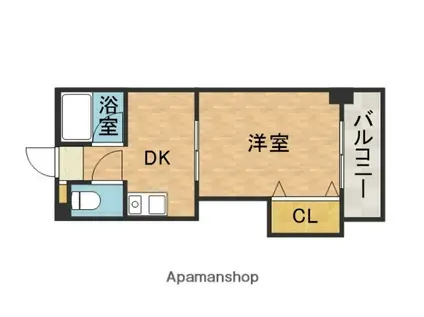 都部ハイツ(1DK/6階)の間取り写真