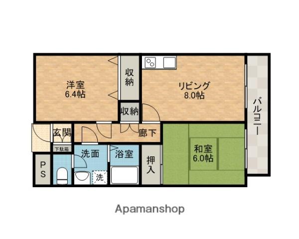 パストラル千里丘Ⅰ(2LDK/1階)の間取り写真