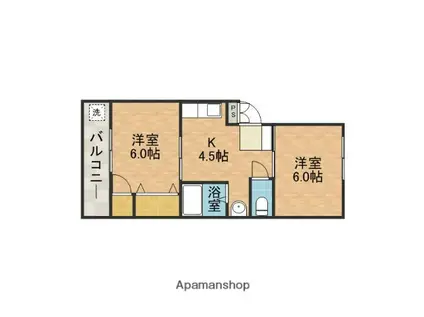 グリーンハイム(2K/3階)の間取り写真