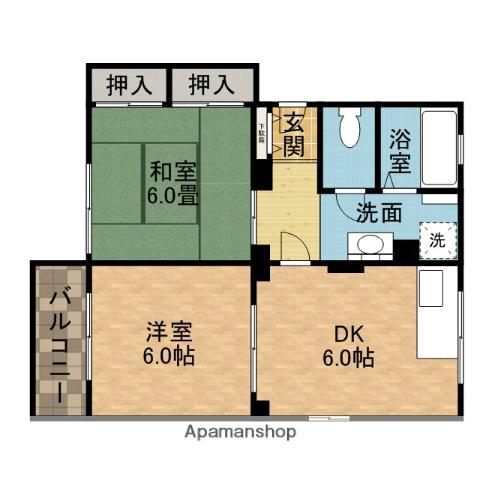 エクセル小西D棟(2DK/2階)の間取り写真