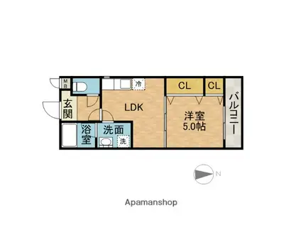 フジパレスヒルズビレッジ上穂積(1LDK/2階)の間取り写真