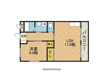 西田マンション(1LDK/1階)の間取り写真