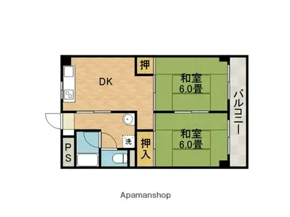 北邑ビル(2DK/5階)の間取り写真