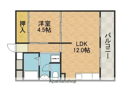 ミタカハイツ(1LDK/1階)の間取り写真