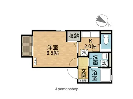 ポットマムⅡ(1K/2階)の間取り写真