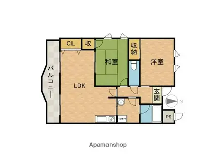 リファインドカースル(2LDK/4階)の間取り写真