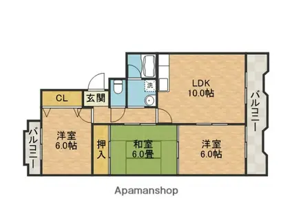 メゾン辻(3LDK/4階)の間取り写真