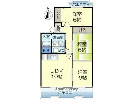 メゾン辻(3LDK/4階)の間取り写真