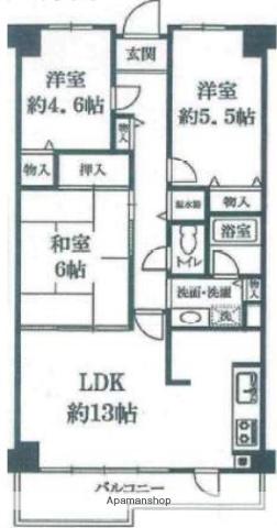 アーク茨木(3LDK/6階)の間取り写真