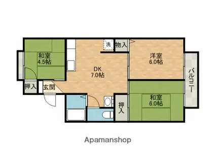 ドミールゆり(3DK/1階)の間取り写真