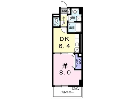 ハックベリー茨木南(1DK/2階)の間取り写真