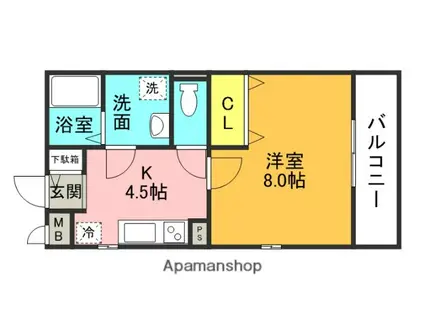 レジデンス千里丘(1K/1階)の間取り写真