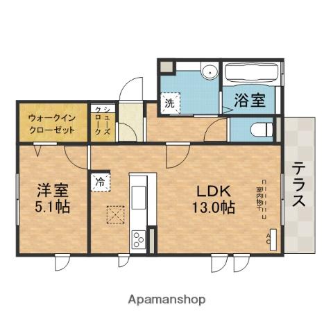 オリオンシリウスB棟(1LDK/1階)の間取り写真