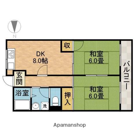 キャッスルハイツ(2DK/4階)の間取り写真
