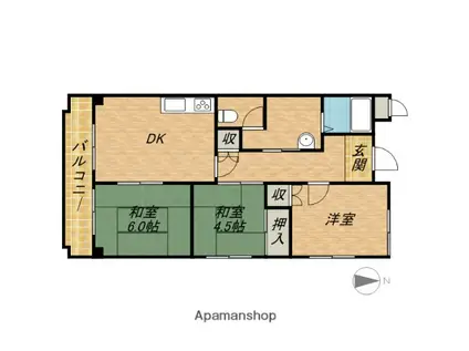 セントラルコート南茨木(3LDK/4階)の間取り写真