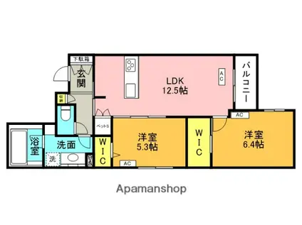 茨木市上穂積2丁目ヘーベルメゾン(2LDK/3階)の間取り写真