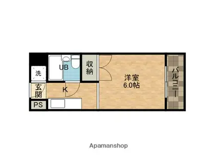 ゼンコウコーポラス1号館(ワンルーム/2階)の間取り写真