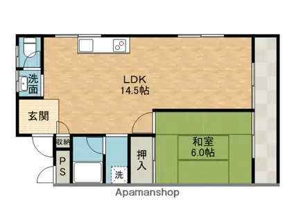 ミタカハイツ(1LDK/3階)の間取り写真