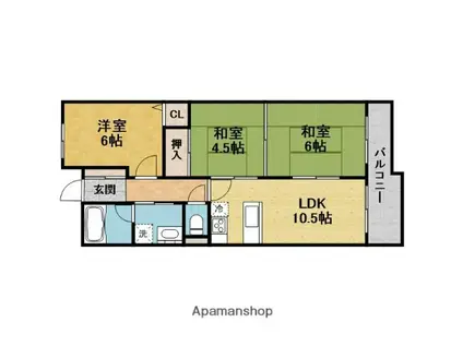 プリメゾン豊中(3LDK/1階)の間取り写真