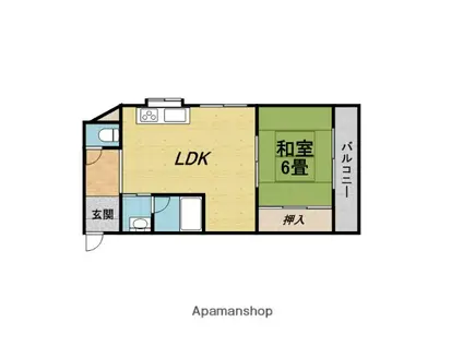 ヴィラ豊中(1LDK/2階)の間取り写真