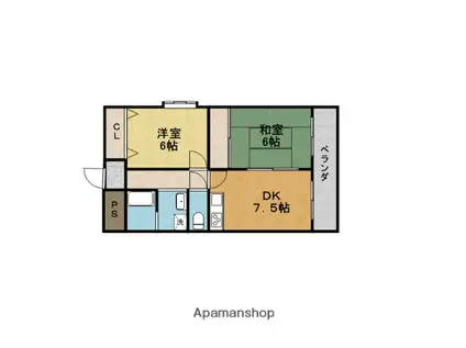阪急曽根ユーリプラザ2(2LDK/6階)の間取り写真