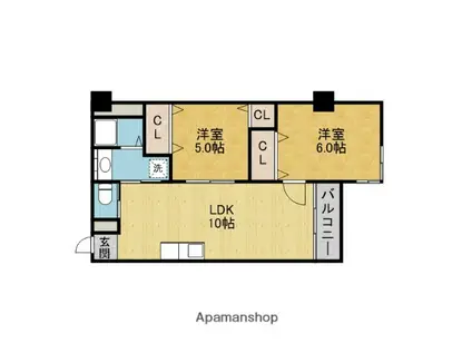 エルベコート豊中向丘(2LDK/3階)の間取り写真