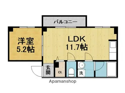 第1尾形マンション(1LDK/3階)の間取り写真
