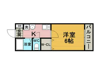 ジプソフィラ(1K/1階)の間取り写真