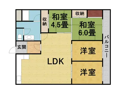 第二千里グランドハイツ(4LDK/2階)の間取り写真