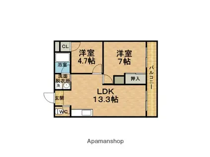 ハイツ最上(2LDK/2階)の間取り写真