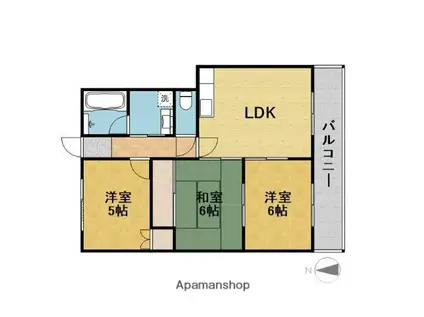 エクセレント都1(3LDK/4階)の間取り写真