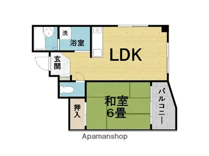 キャロル南桜塚(1LDK/4階)の間取り写真