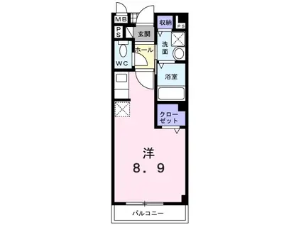 サンハイム(ワンルーム/2階)の間取り写真