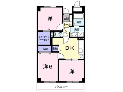 エーヴィヒ畠中Ⅰ(3DK/3階)の間取り写真