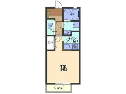 プレジール(1K/2階)の間取り写真