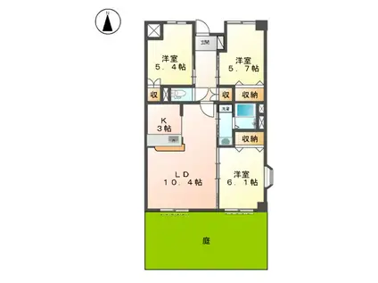 グランドバレー(3LDK/1階)の間取り写真