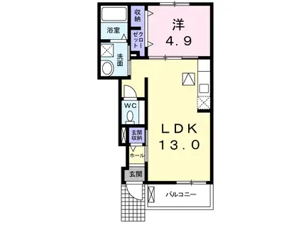 フォンテーヌ逆瀬川(1LDK/1階)の間取り写真