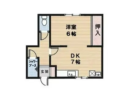 緑荘(1DK/1階)の間取り写真