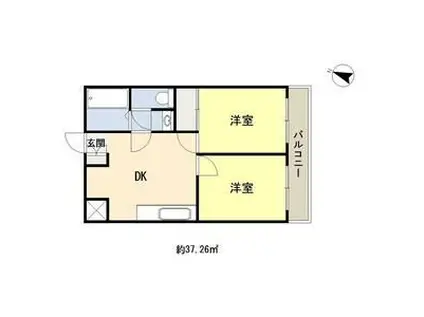 シャンクレール塚本(2DK/7階)の間取り写真