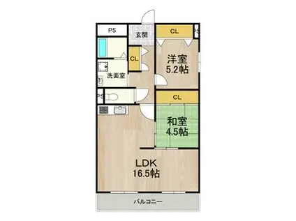 阪急電鉄宝塚線 清荒神駅 徒歩8分 5階建 築28年(2LDK/2階)の間取り写真