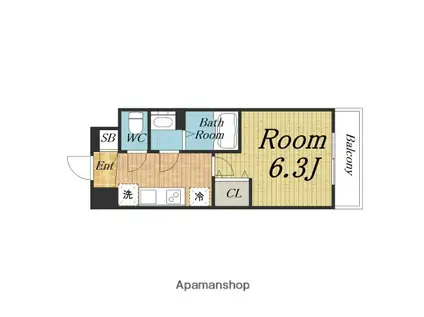 スプランディッドV(1K/10階)の間取り写真