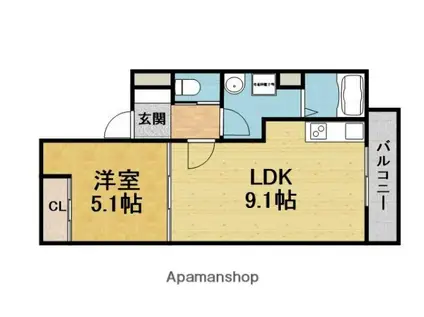 プリヴェ豊中曽根(1LDK/1階)の間取り写真
