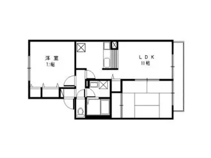 ジュネス武庫之荘Ⅲ B棟(2LDK/2階)の間取り写真