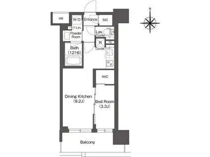 コンフォリア新大阪宮原Q(1LDK/10階)の間取り写真