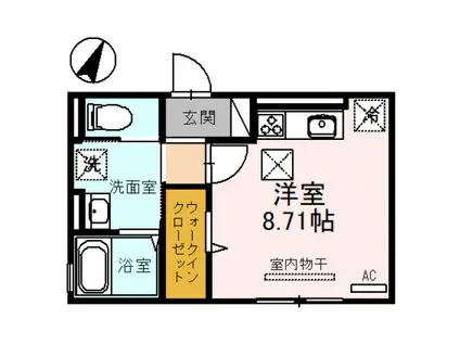 D-ROOMクロス(ワンルーム/1階)の間取り写真